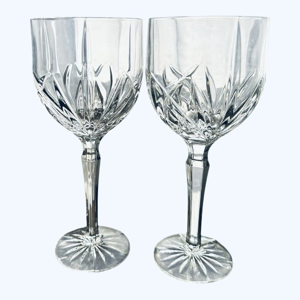 2 Waterford Crystal Marquis Brookside Wine Glasses 8.5" Excellent Condition